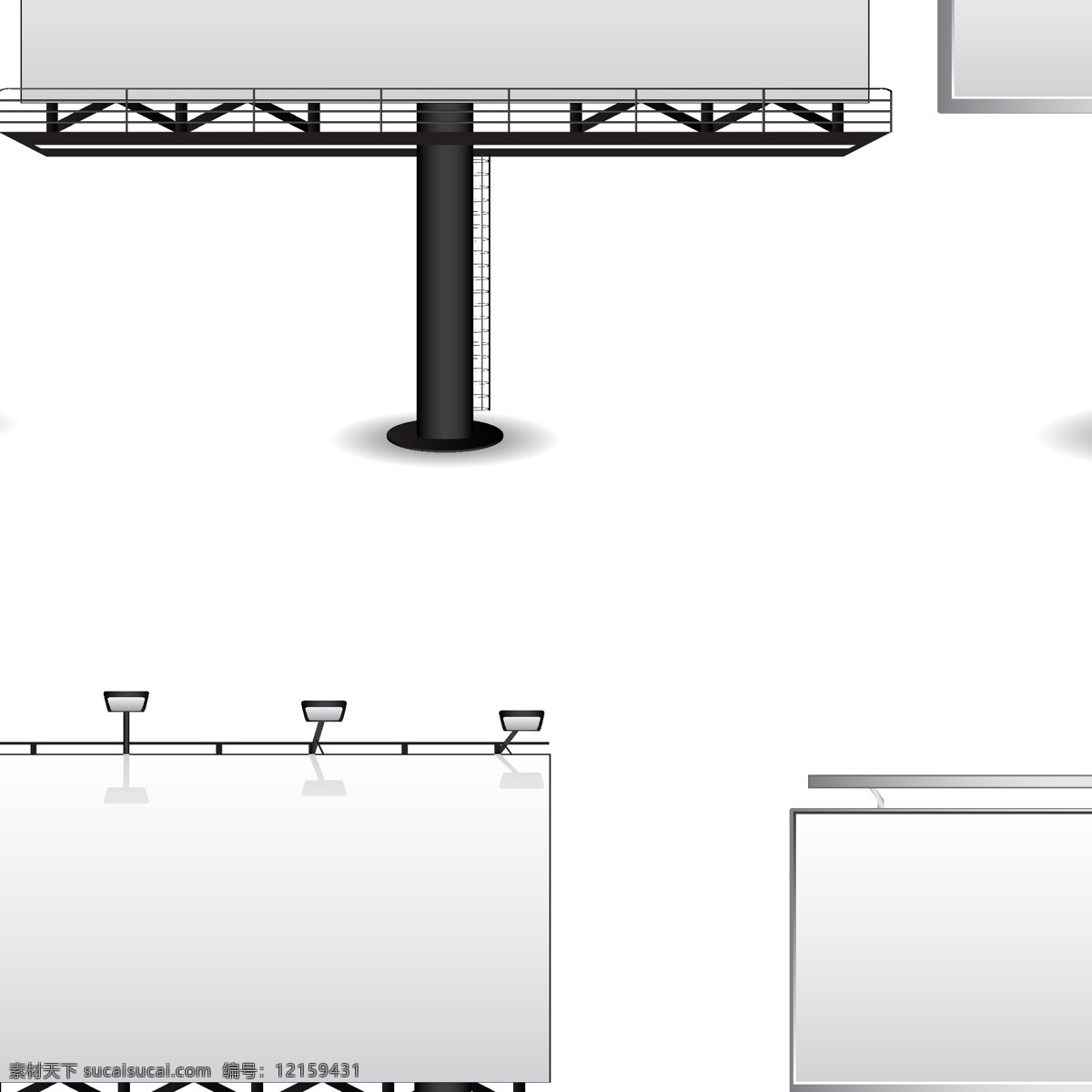 户外 广告牌 矢量 户外广告 空白广告牌 路灯 模型 矢量广告牌 矢量图
