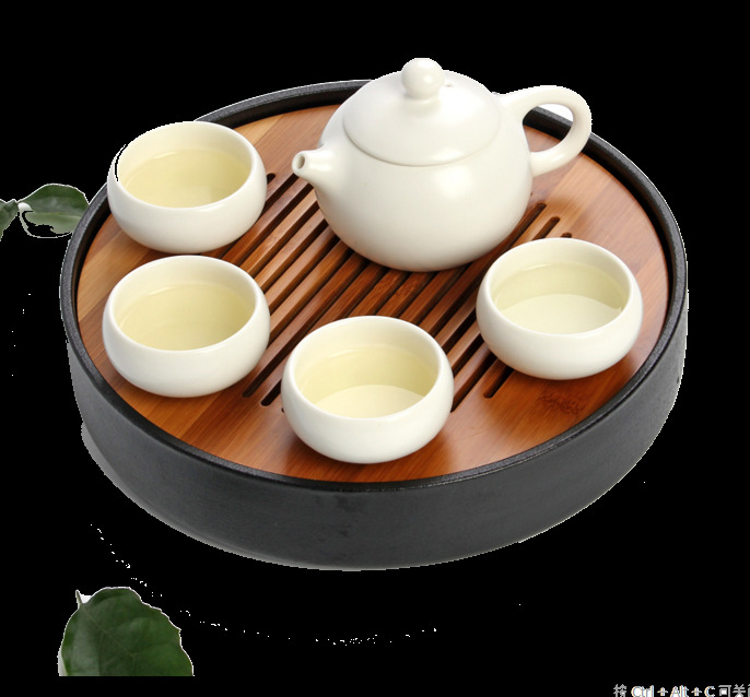 清新 简约 白色 茶具 产品 实物 白色茶具 茶道 茶叶 产品实物 木制茶几
