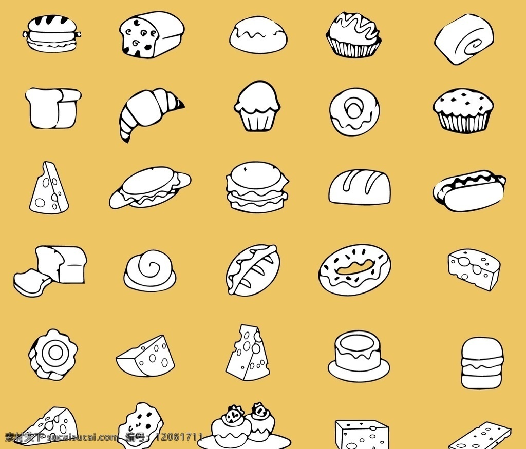 面包简笔 蛋糕 烘培 面包 甜品 面包素材 面包底纹 面包店插画 面包海报 面包单页 面包壁纸 面包贴图 ai矢量 标志图标 其他图标