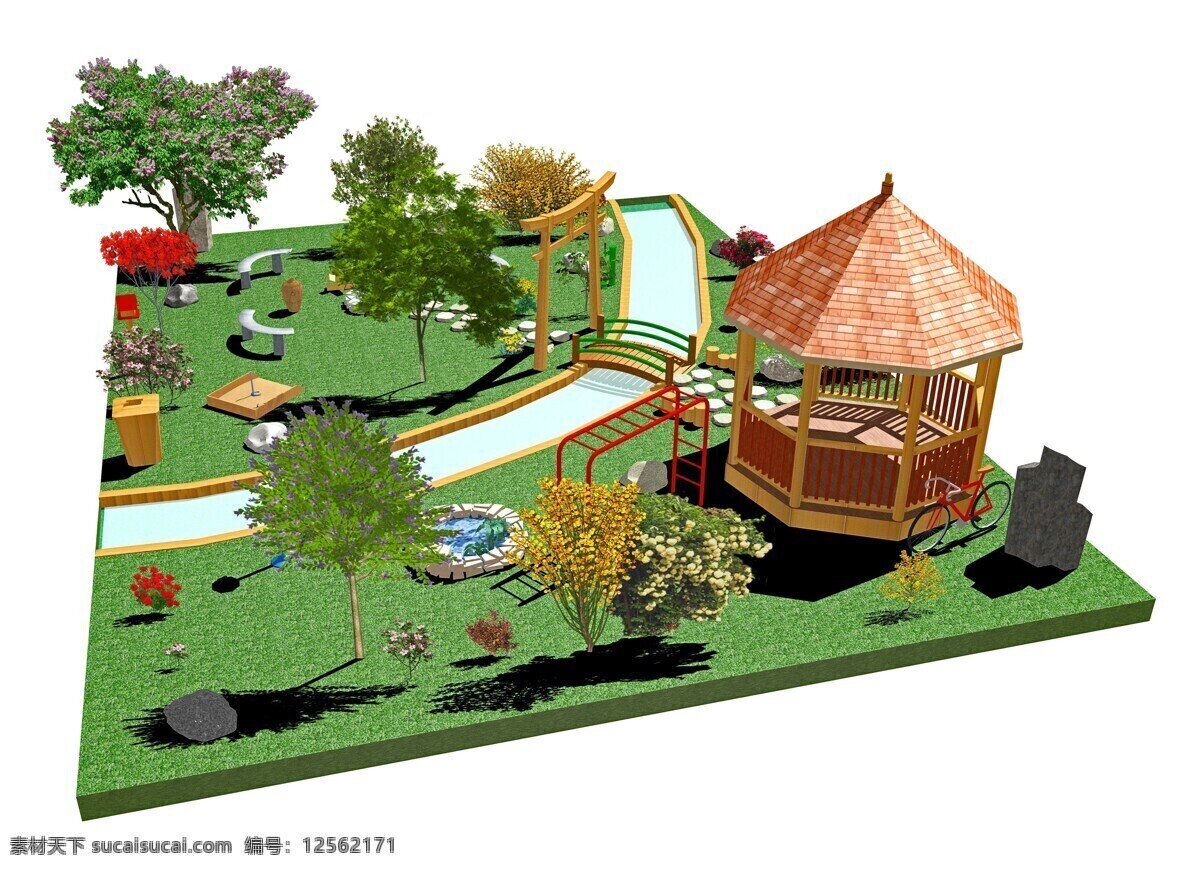 3d 公园 凉亭 模型 3d渲染房子 房子模型 建筑设计 3d房子 公园凉亭 环境家居