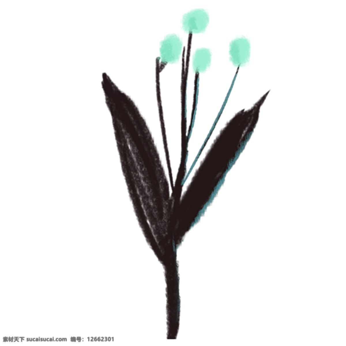 灰色 植物 花朵 元素 叶子 装饰 纹理 质感 卡通插画 保护环境 插画 绽放 香气 叶片 生长