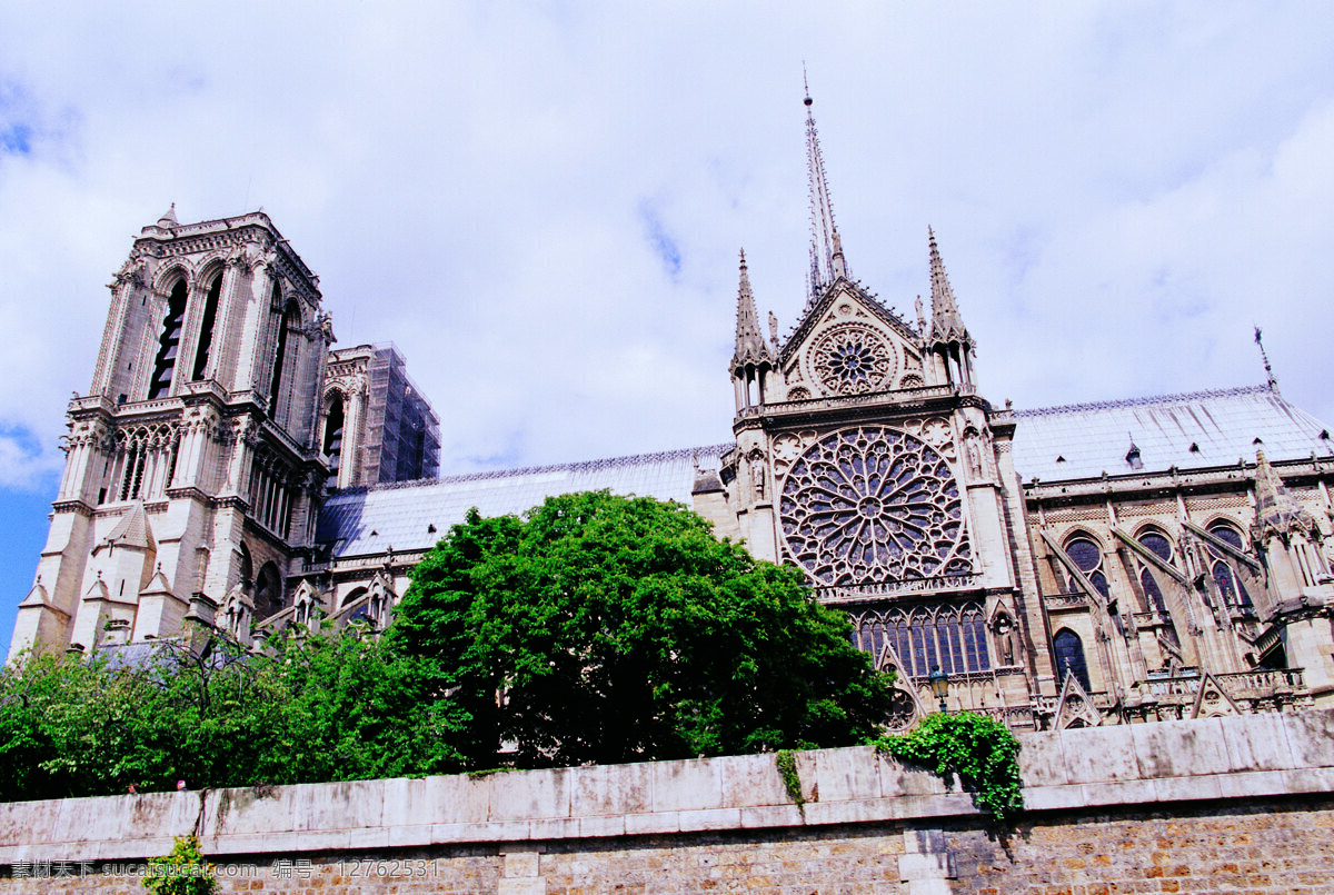 巴黎 风景 建筑 蓝天白云 树 围墙 生活 旅游餐饮