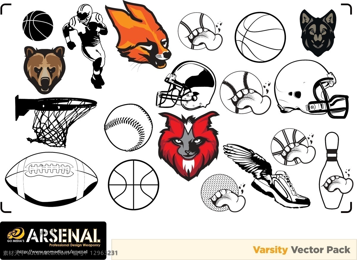 去 媒体 人 涌入 基本 矢量 保龄球 狐狸 篮球 球 体育 头盔 足球 舌 矢量图