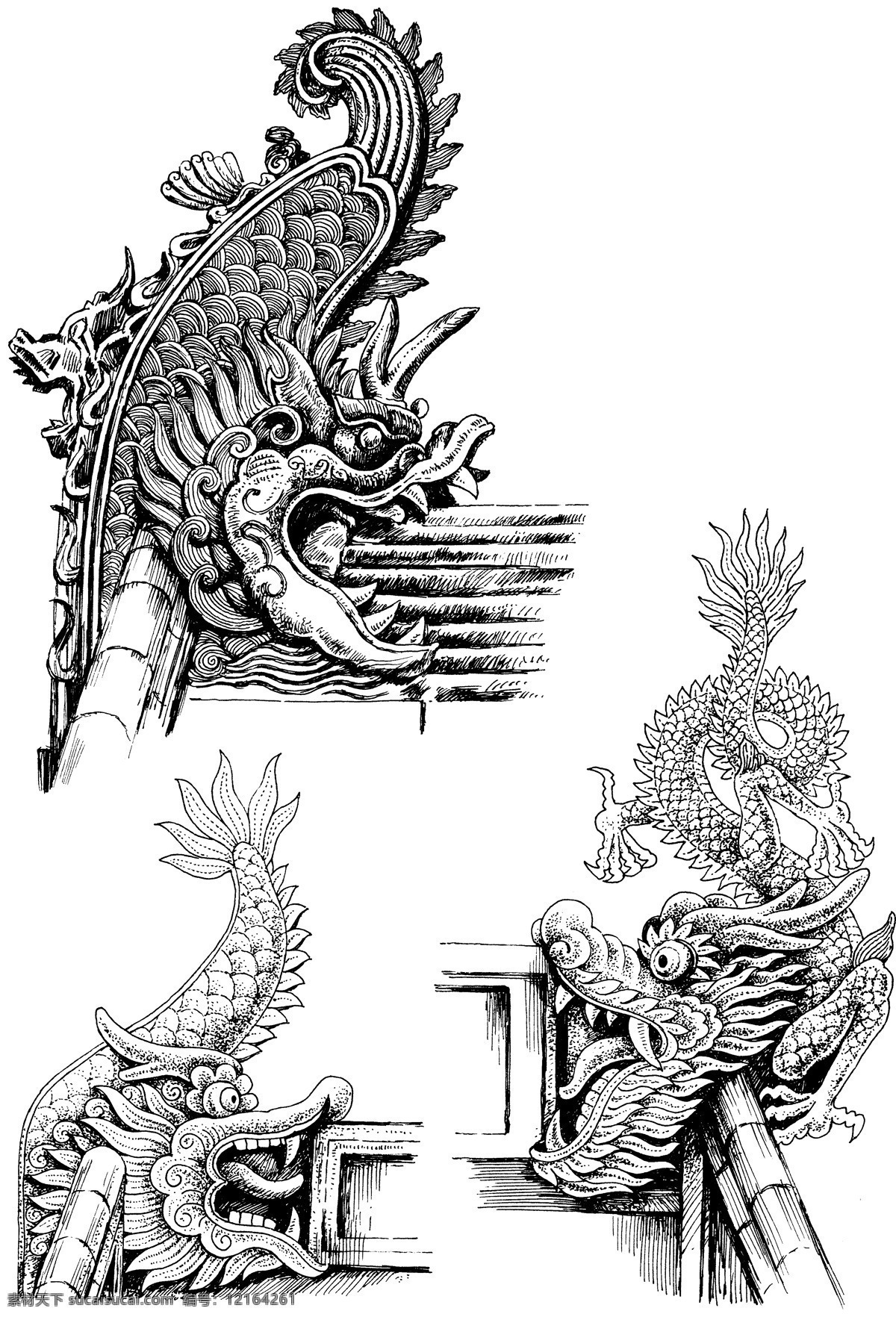 龙生九子之一 螭吻 鸱尾 鸱吻 古代建筑 脊梁 金鯱 吞脊獸 传统文化 吉祥 图 文化艺术