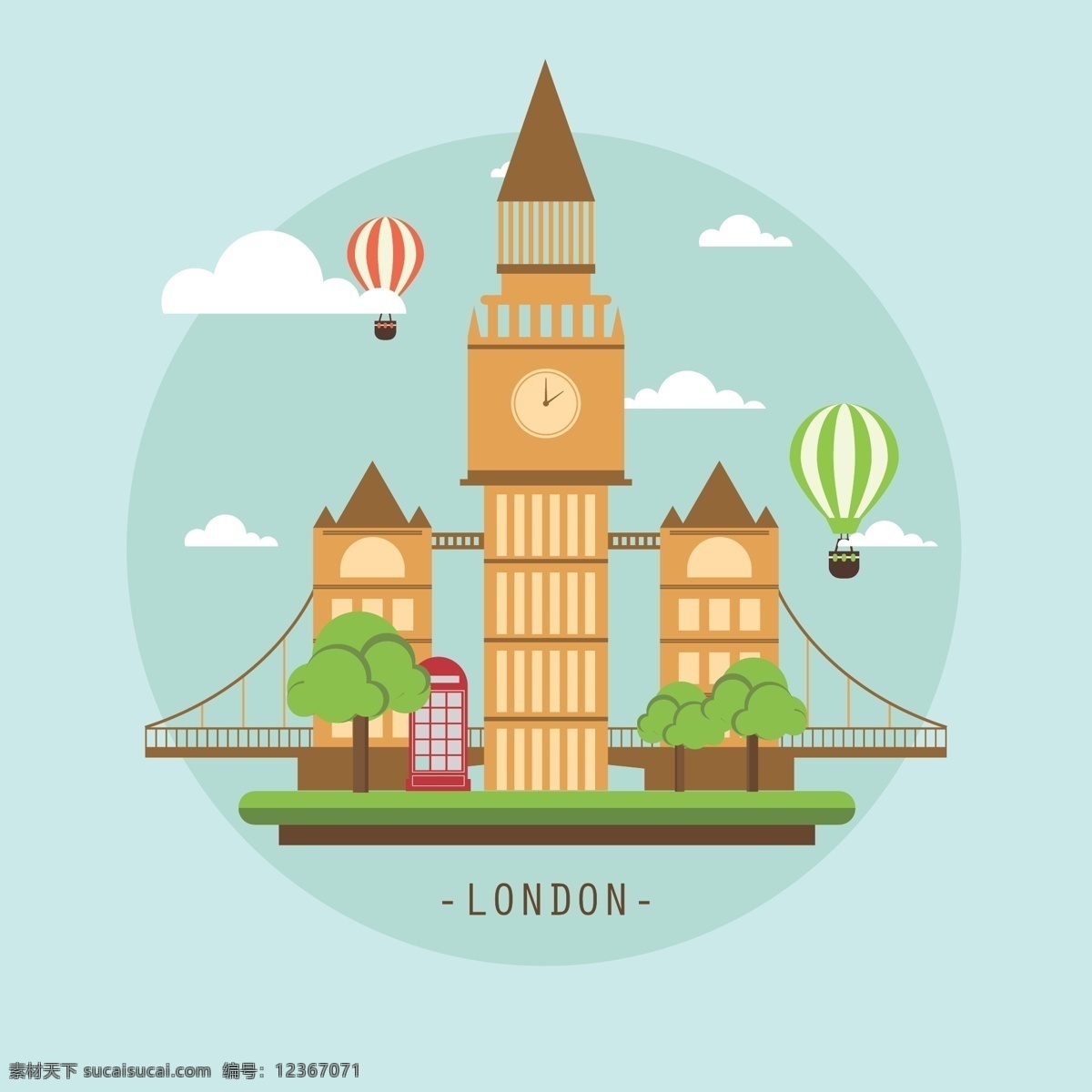 卡通 伦敦 大本钟 卡通伦敦 伦敦建筑 建筑 卡通建筑 旅游景点 景点 热气球