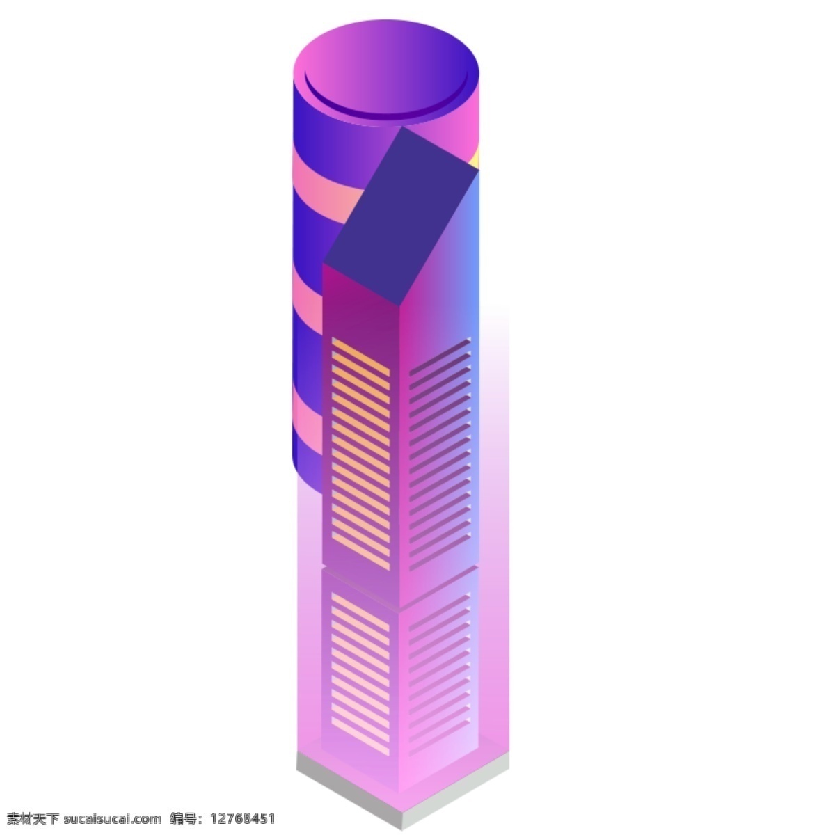 紫色 系 立体 摩天大楼 高楼