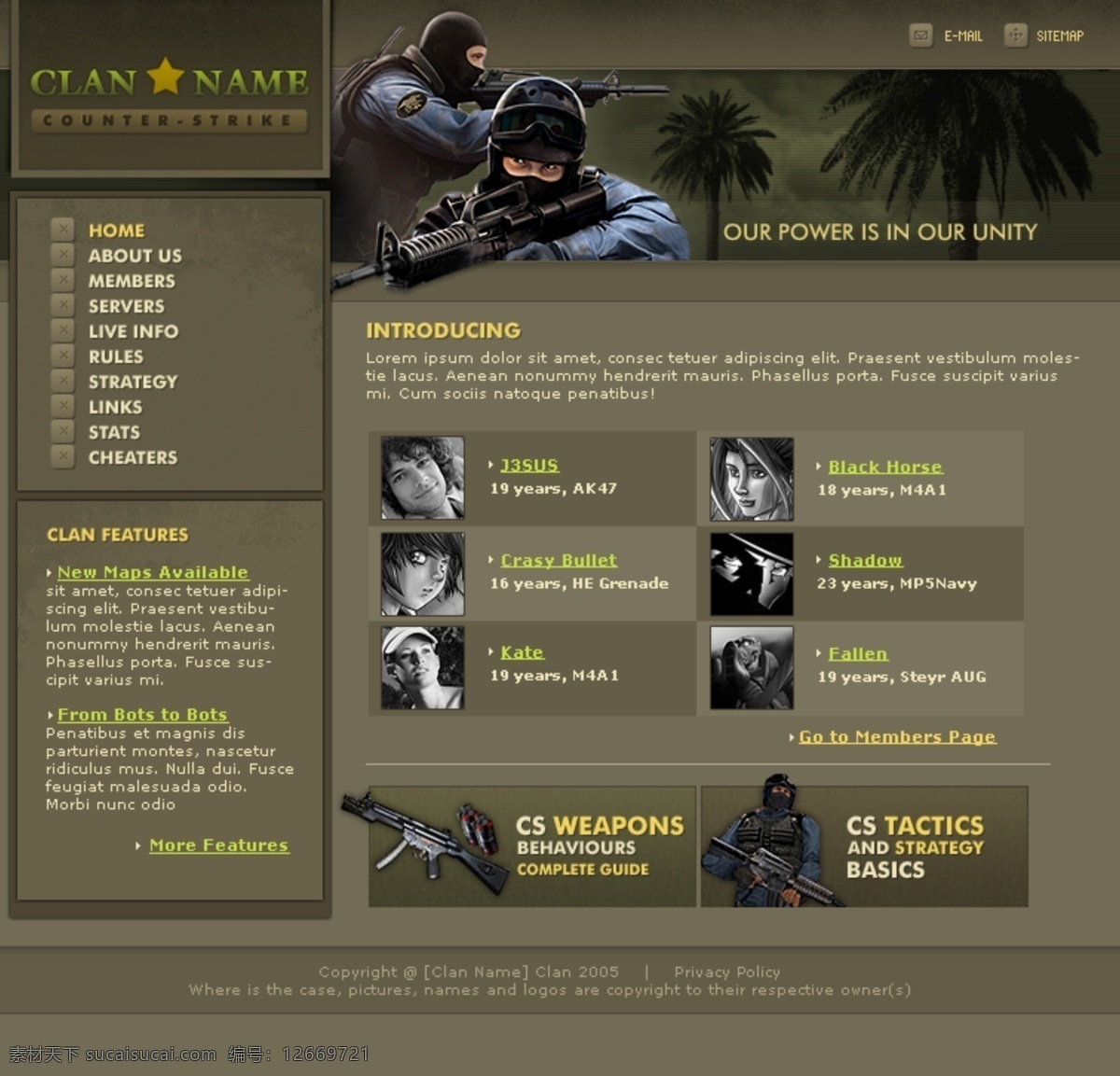 cs 游戏战队 网页模板 游戏 战队 网页素材 网页代码