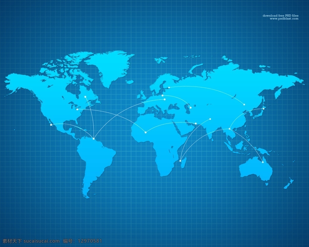 高清 分辨率 世界地图 背景 psd素材 地图背景 高清世界地图 蓝色地图 辐射性 地图网格 世界各地 psd源文件