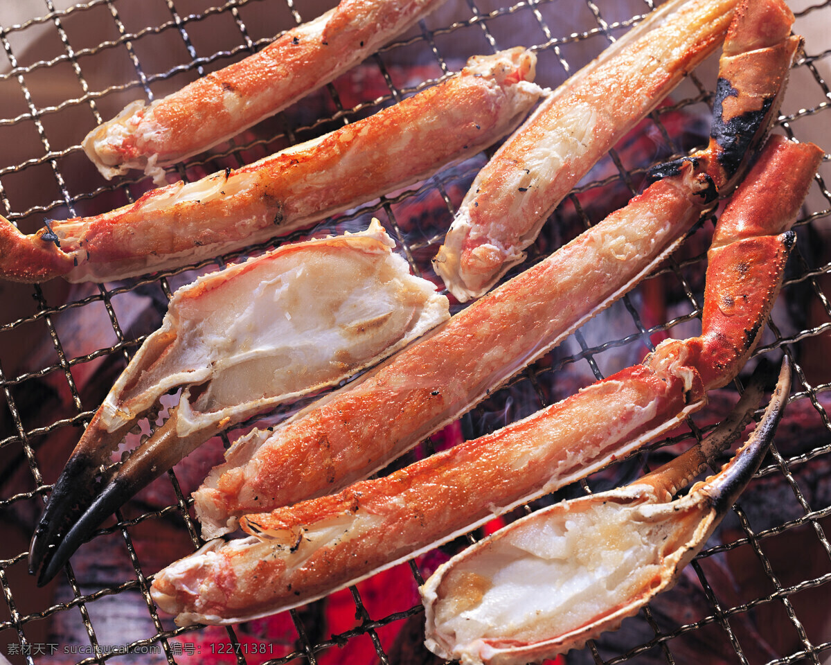 烤螃蟹腿 螃蟹大夹 剥开的大夹 餐饮美食 传统美食 摄影图库