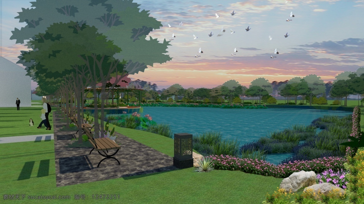 水池 效果图 景观方案 园林规划设计 园林效果图 水池效果图