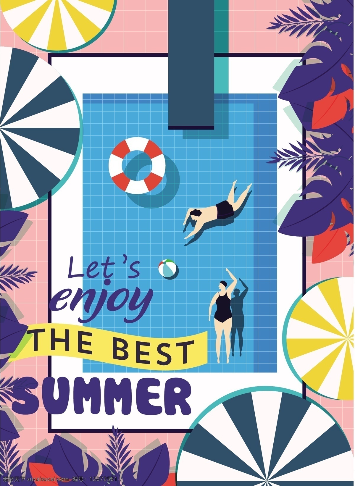这是 一个 愉快 夏天 矢量 元素 度假 海边 暑假 炎日 泳池 游泳