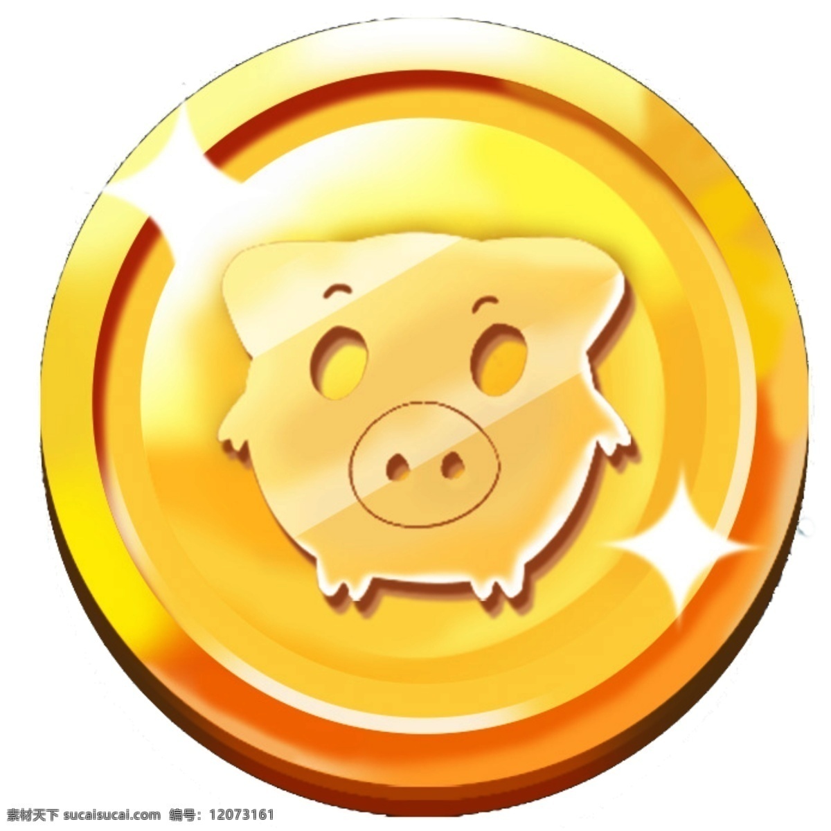 游戏图标 猪猪金币图标 金币 白色