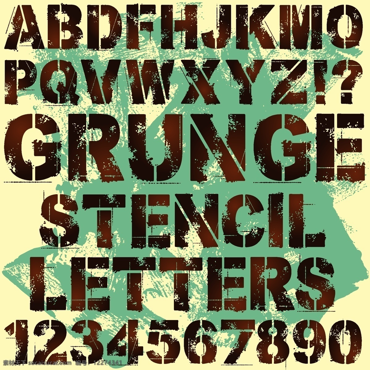 棕色 复古 字母 数字 符号 怀旧 字母设计 书画文字 文化艺术 矢量素材 黑色