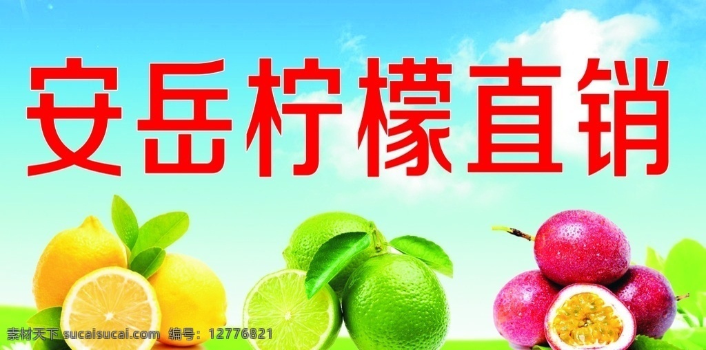 柠檬海报 海报 名片 门头 彩页 柠檬 百香果 名片卡片