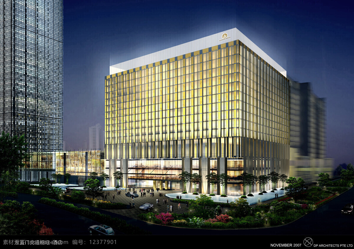 酒店 外观 夜景 宏伟 东直门 3d 贴图 材质