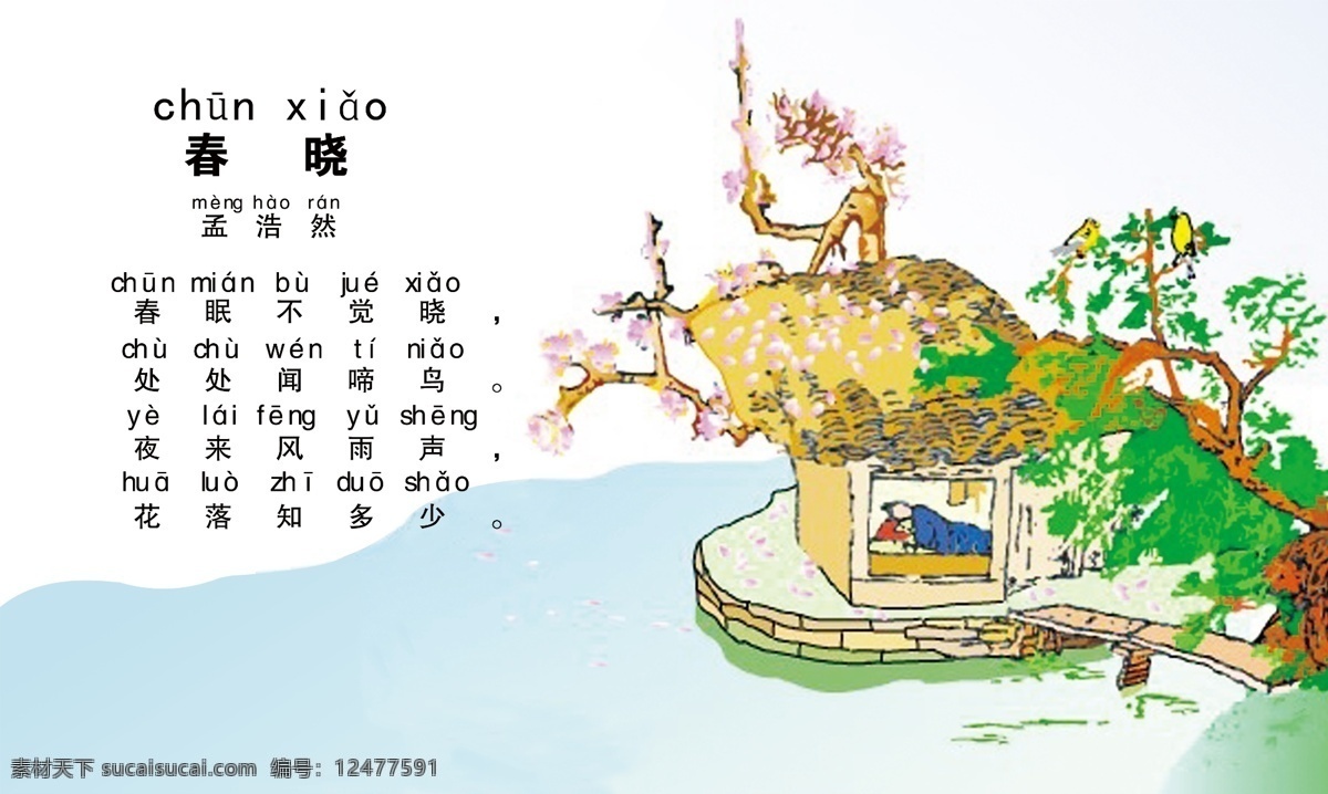 春晓 古诗 唐诗三百首 幼儿园字画 传统文化 文化艺术