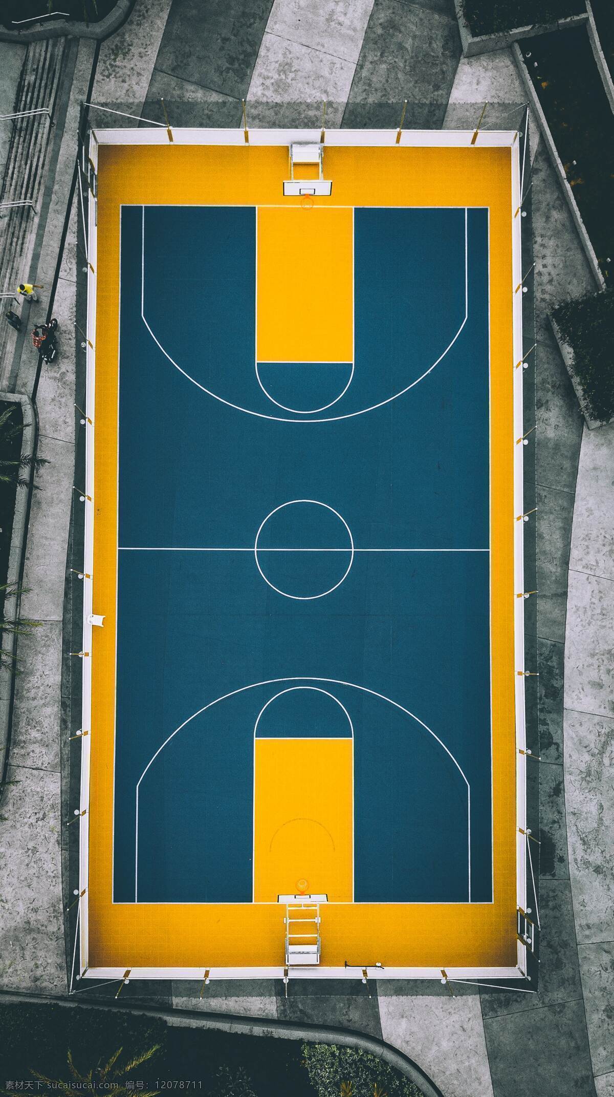 篮球场 创意 颜色搭配 黄色 蓝色 跳跃 背景 文化艺术 体育运动