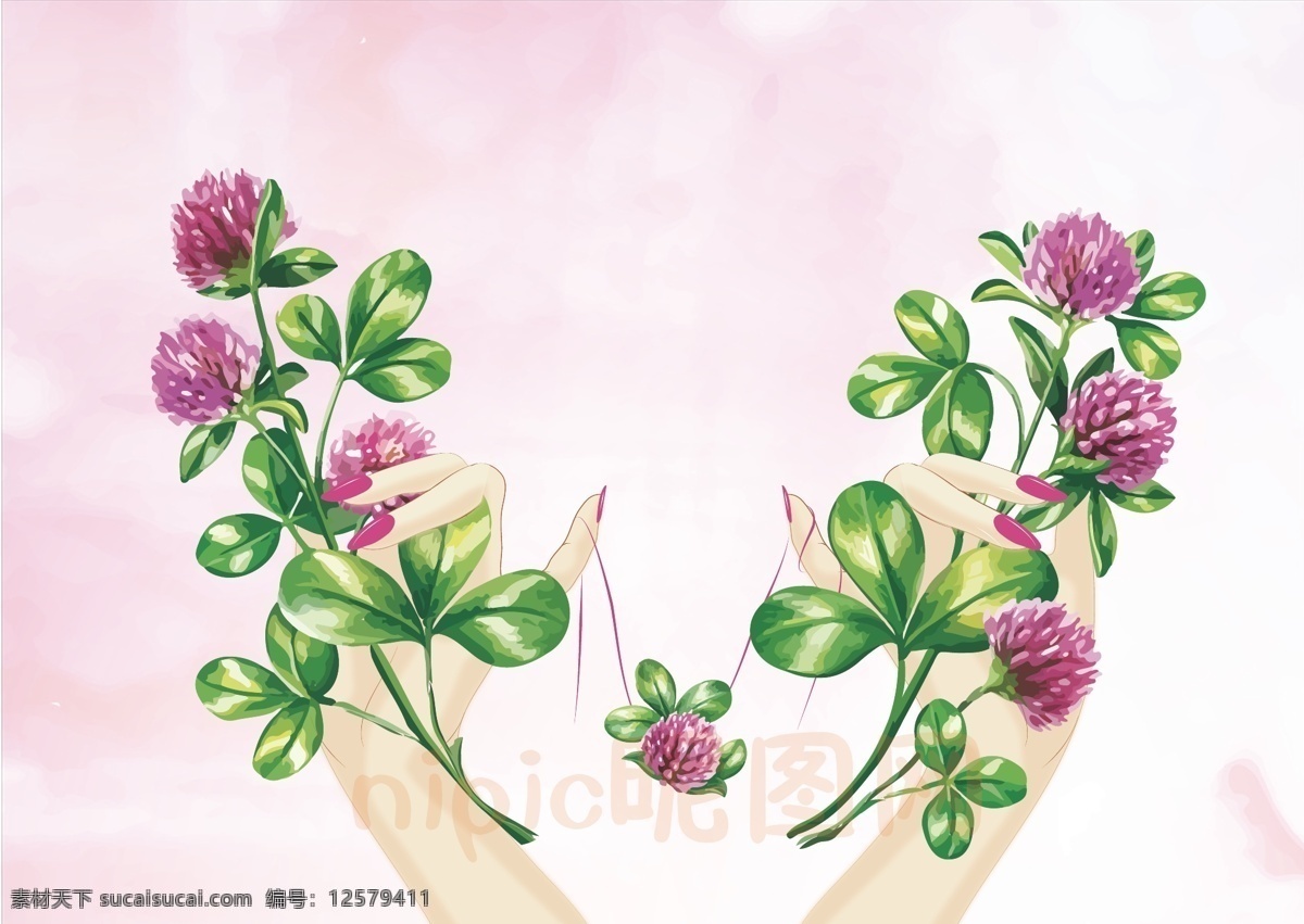手绘手拿花 花 花朵采摘 叶子 花朵特写 手绘花朵 手拿花朵 手绘动物植物 动漫动画 风景漫画