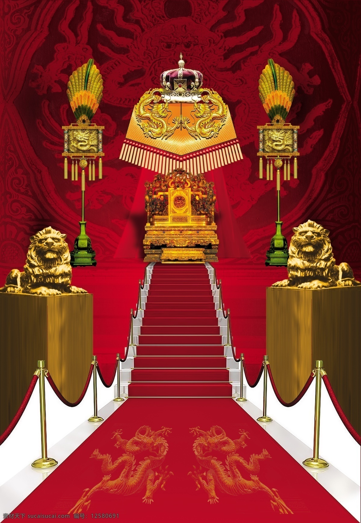 传统建筑 传统中国 宫殿 狮子 红色