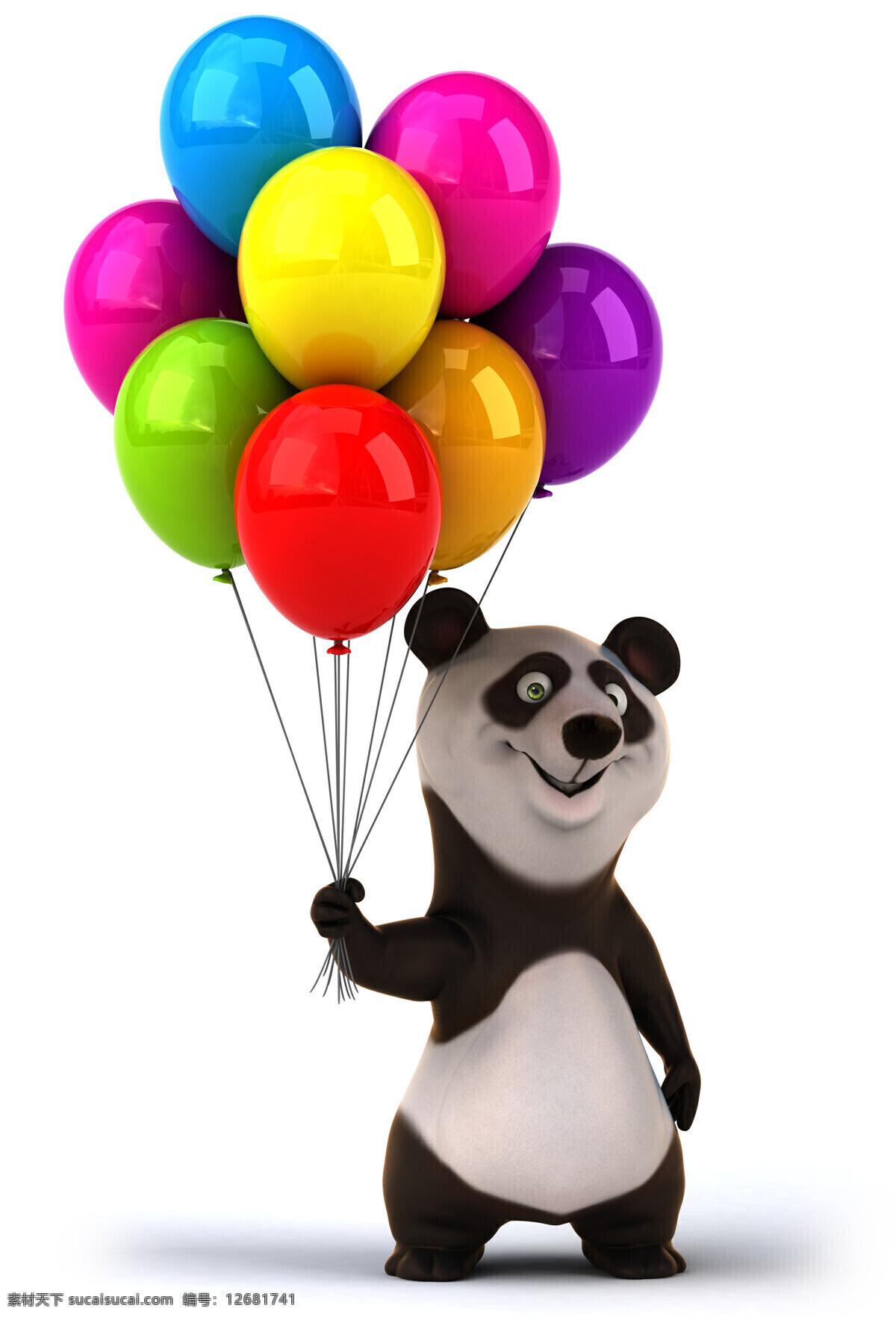 手 气球 的卡 通 熊猫 卡通熊猫 卡通动物 可爱卡通 3d卡通 生物世界