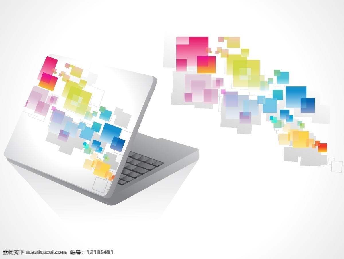 彩色笔记本 缤纷 彩色 电脑 台式机 白色
