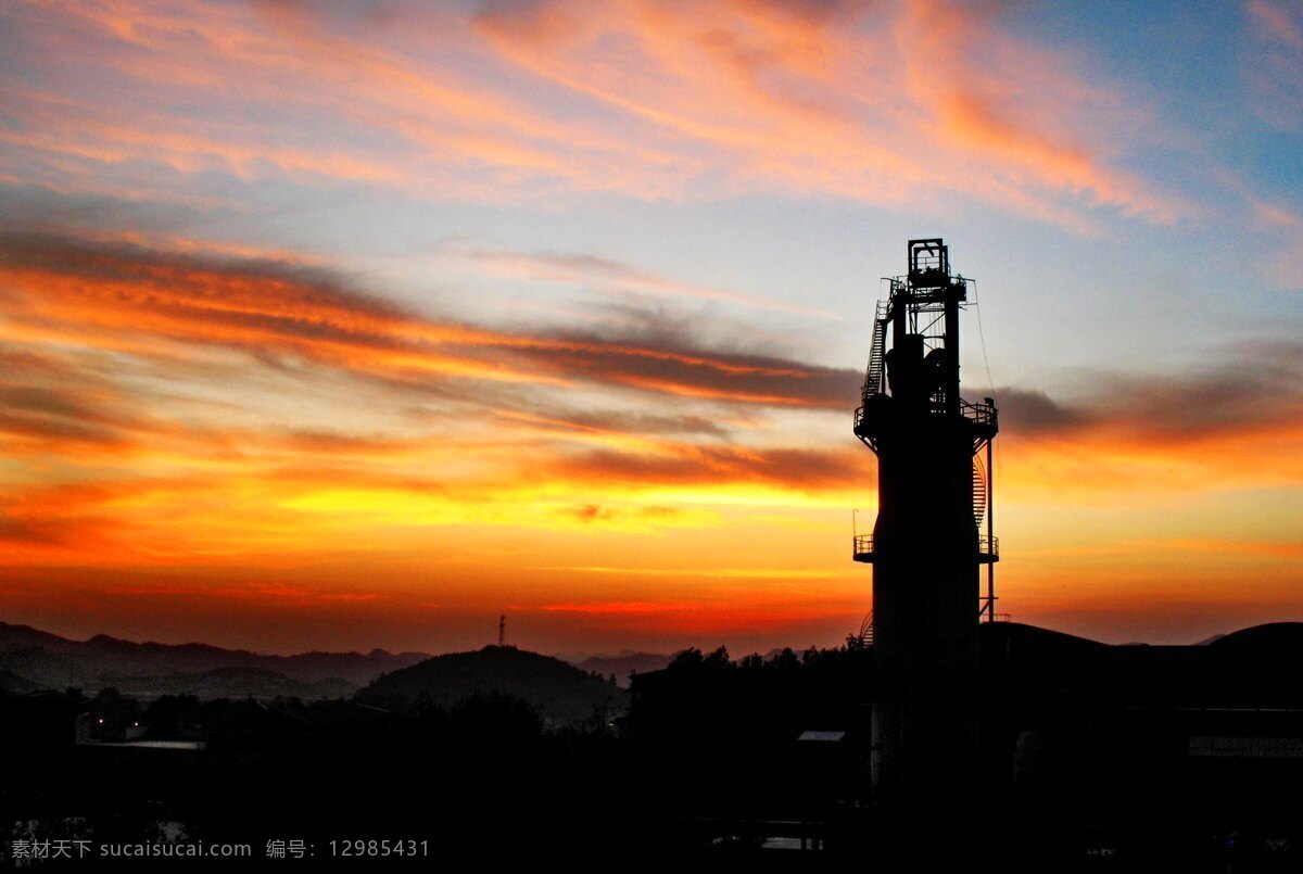 工厂 工厂影像 工业 工厂剪影 工厂黑影 夕阳 夕阳工厂 夕阳余辉 自然风光 现代科技 工业生产