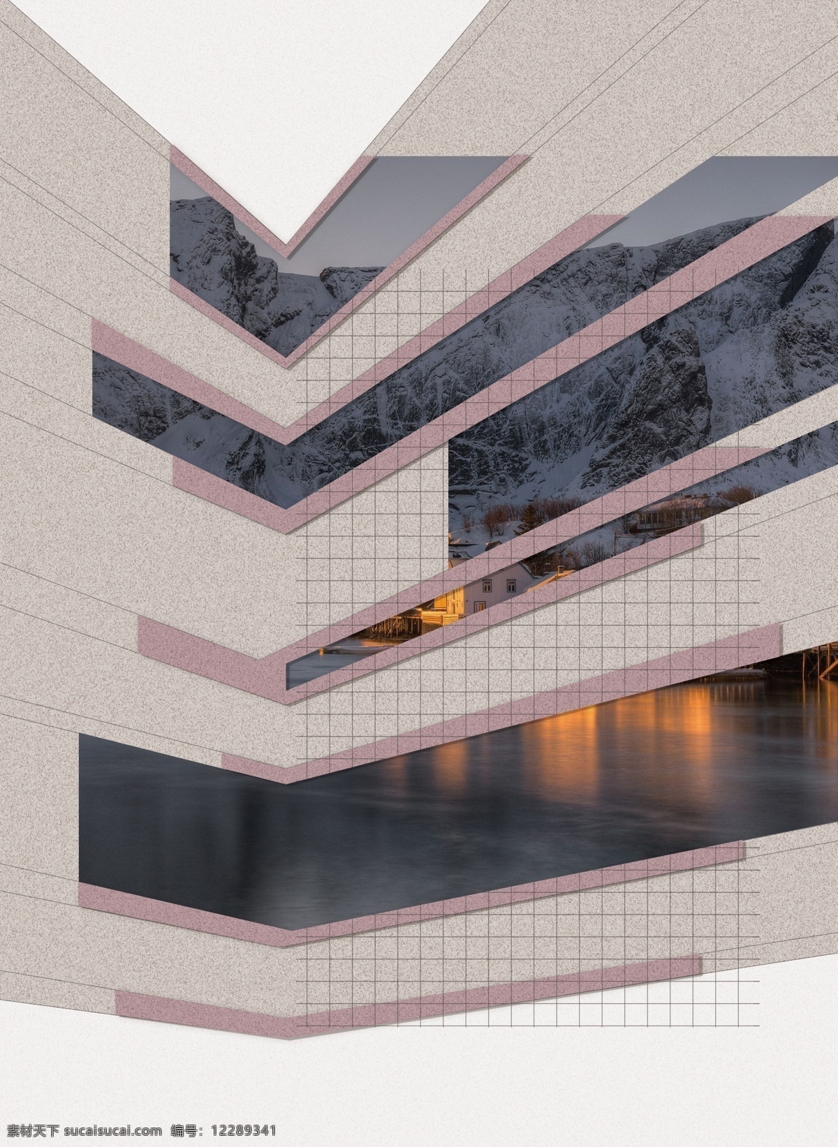 建筑 中 山水 现代 简约 另类 装饰画 平面 xinyin 建筑中的山水