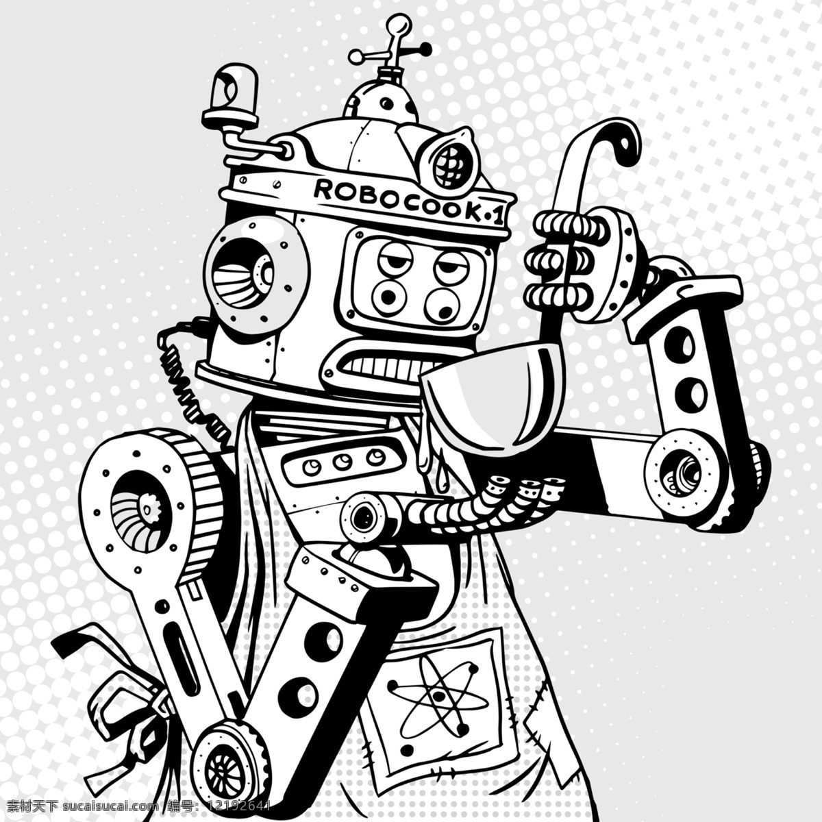 机器人的填色 填色 涂色 绘画 文化艺术 机器人 奇幻 科幻 插图 绘画书法