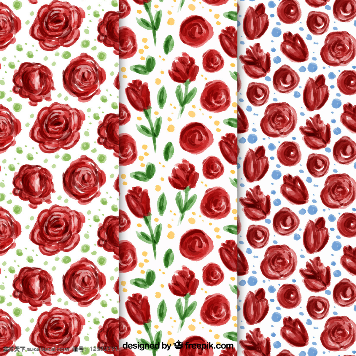 水彩 玫瑰 图案 集 背景 花卉 自然 花卉背景 水彩花卉 花卉图案 水彩背景 春天 树叶 植物