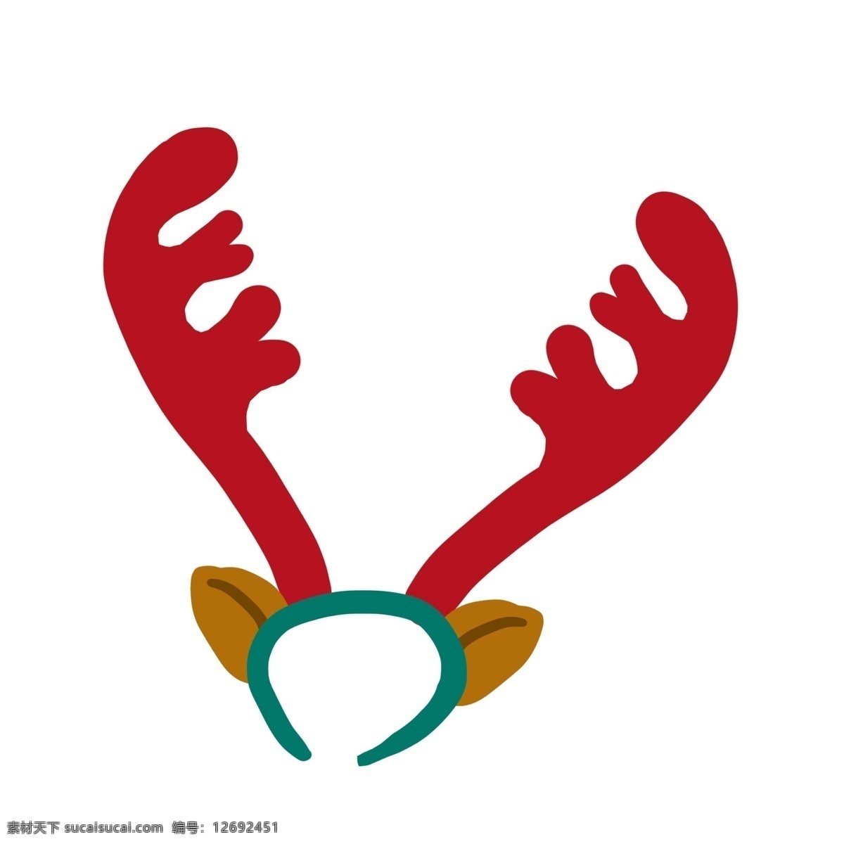 圣诞节 小鹿 头套 发夹 麋鹿 可爱 萌 耳朵 装扮 装饰 插画 手绘 卡通 配饰 发卡 玩具