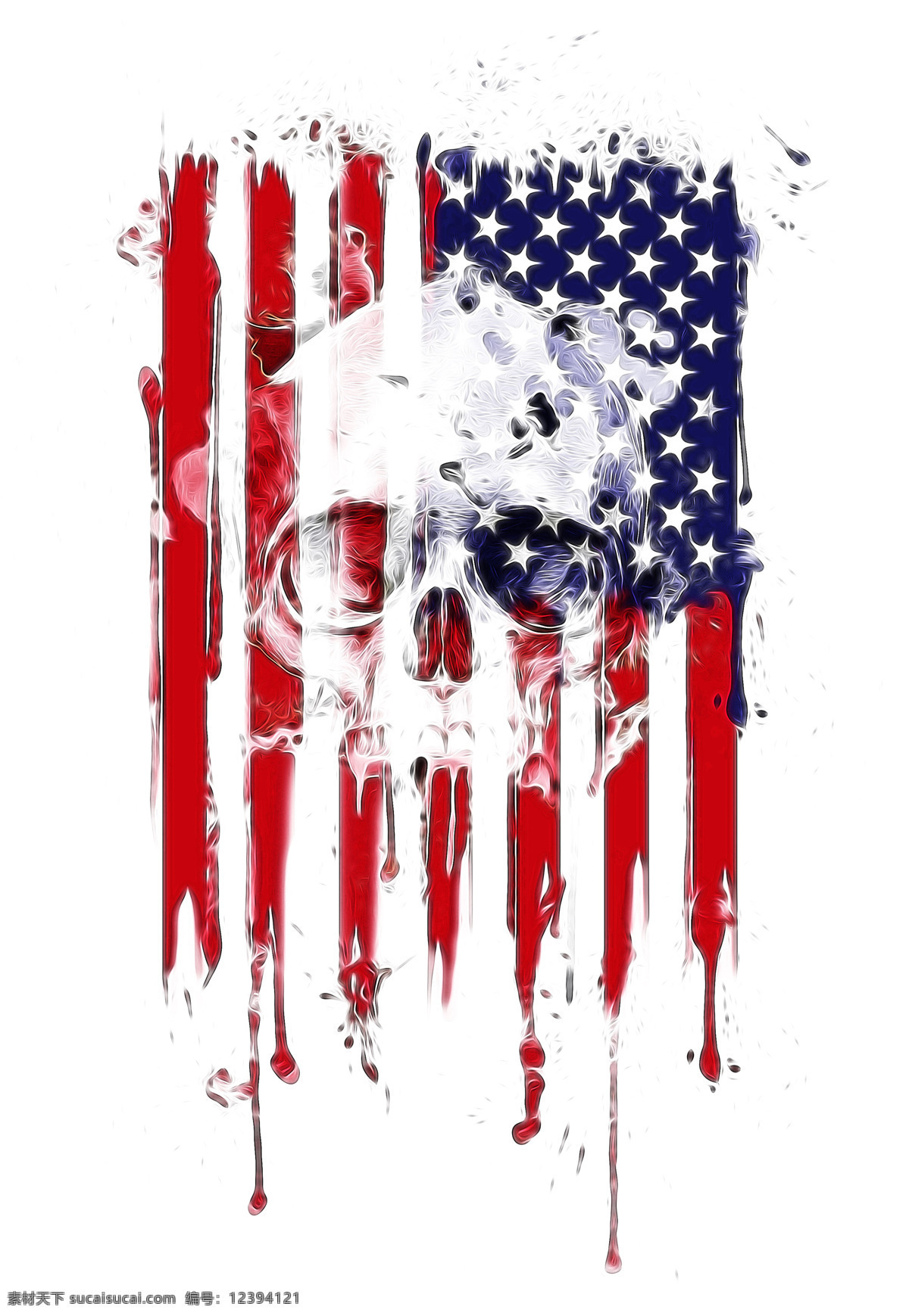 美国 独立日 星条旗 艺术 骷髅 文化艺术 节日庆祝