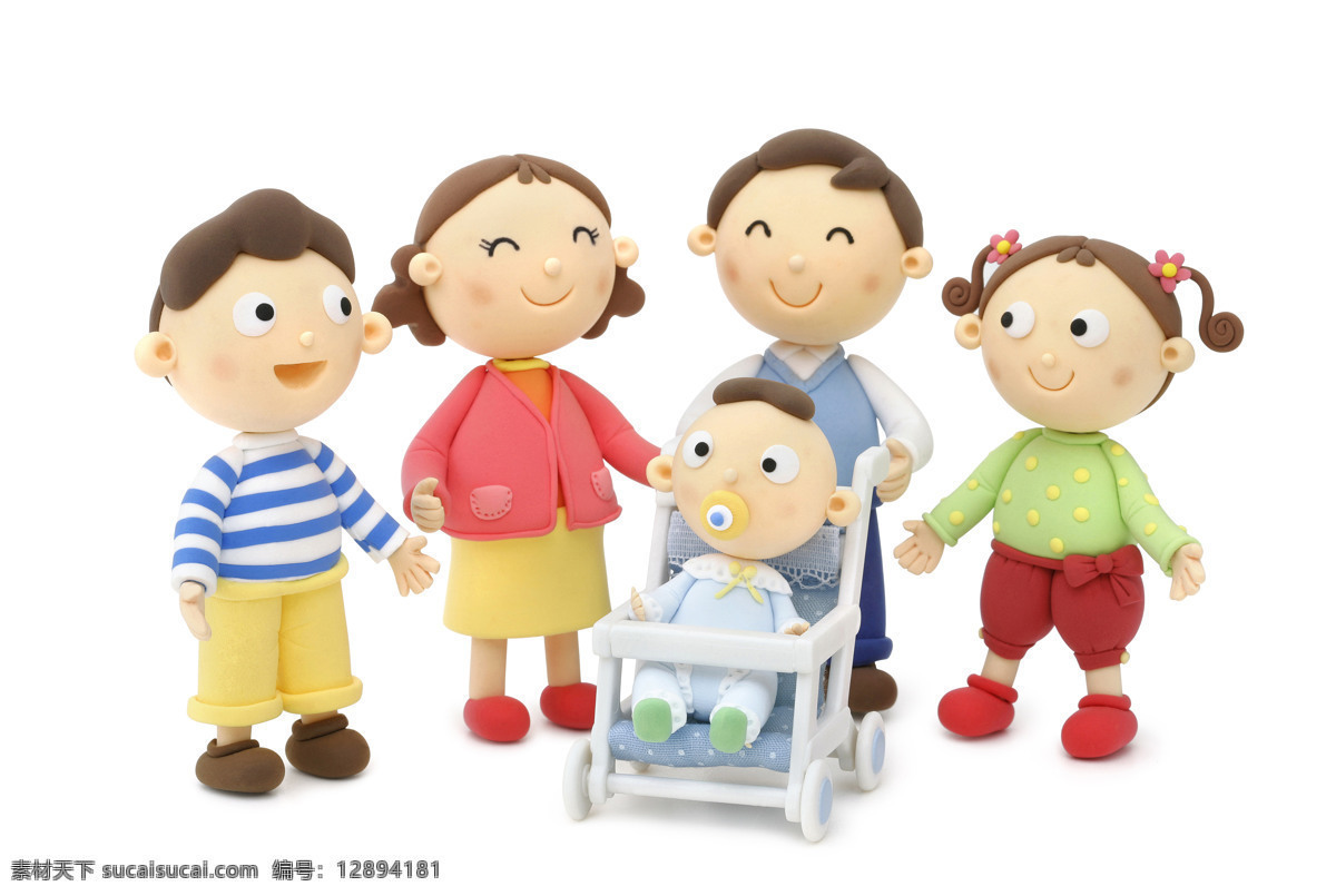 推 婴儿 幸福 一家人 婴儿车 3d 卡通 创意 快乐家庭 共享图片素材 动漫动画