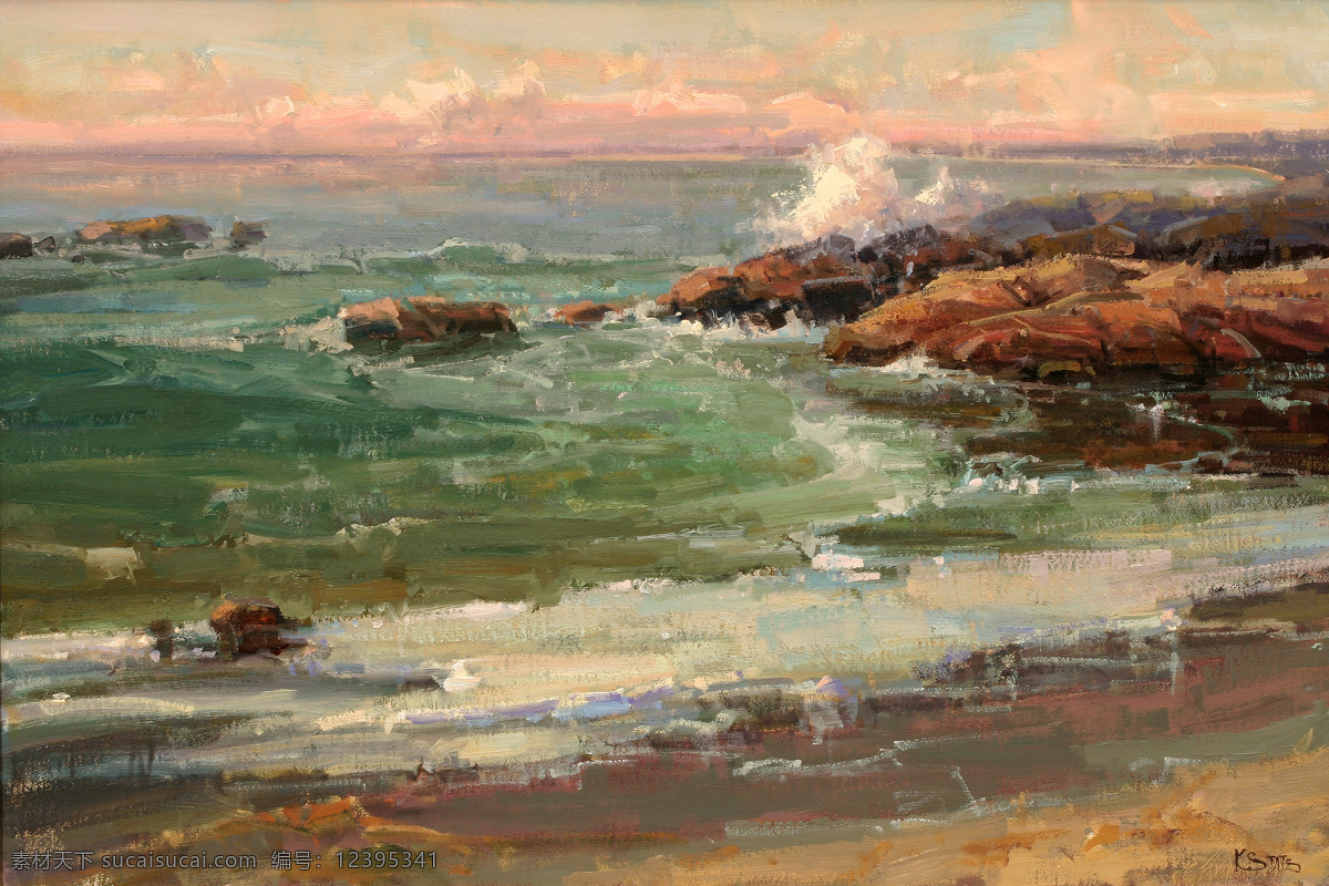海边 油画 高清风景油画 无框画 海边油画 无 框 画素 材 海边油画素材 装饰素材