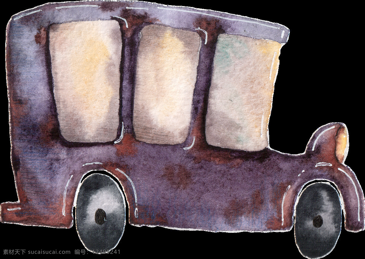 手绘 旧 上海 时期 车 透明 车前灯 窗口 复古 褐色 轮子 免扣素材 透明素材 装饰图案