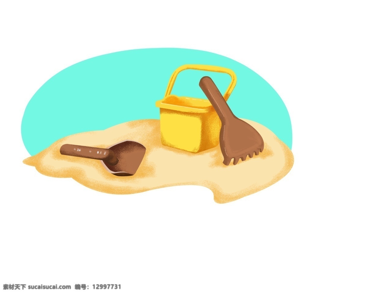 沙滩框子铲子 黄色 沙滩 工具