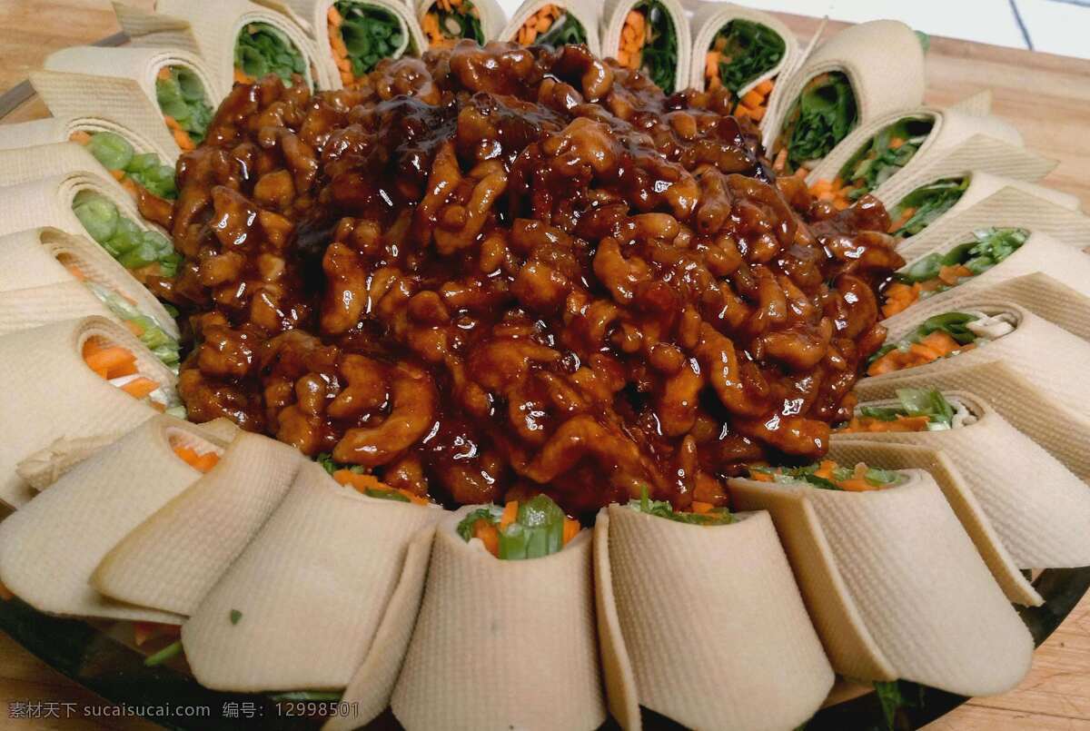 京酱肉丝 豆腐皮 肉丝 胡萝卜 葱 油 餐饮美食 传统美食