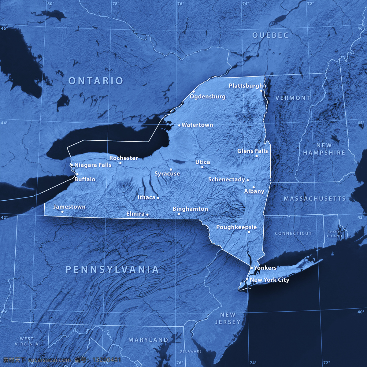 美国 地图 美国地图 蓝色地图 地图模板 经线 纬线 经度 纬度 地图图片 生活百科