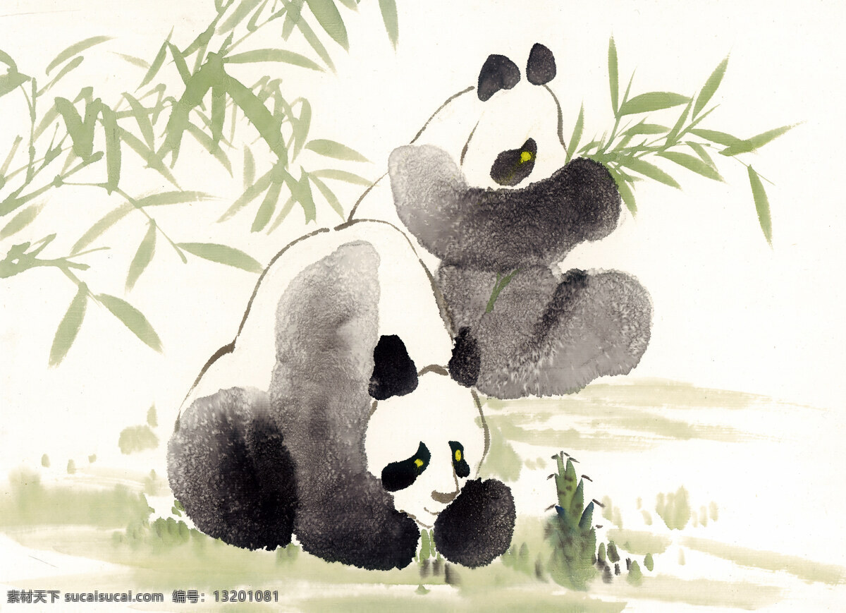 熊猫 写意动物画 国画 设计素材 动物画篇 中国画篇 书画美术 白色