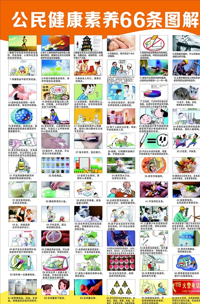 居民 健康 素养 条 健康素养66 66条 居民健康 素养66条 居民健康素养 健康海报 dm宣传单