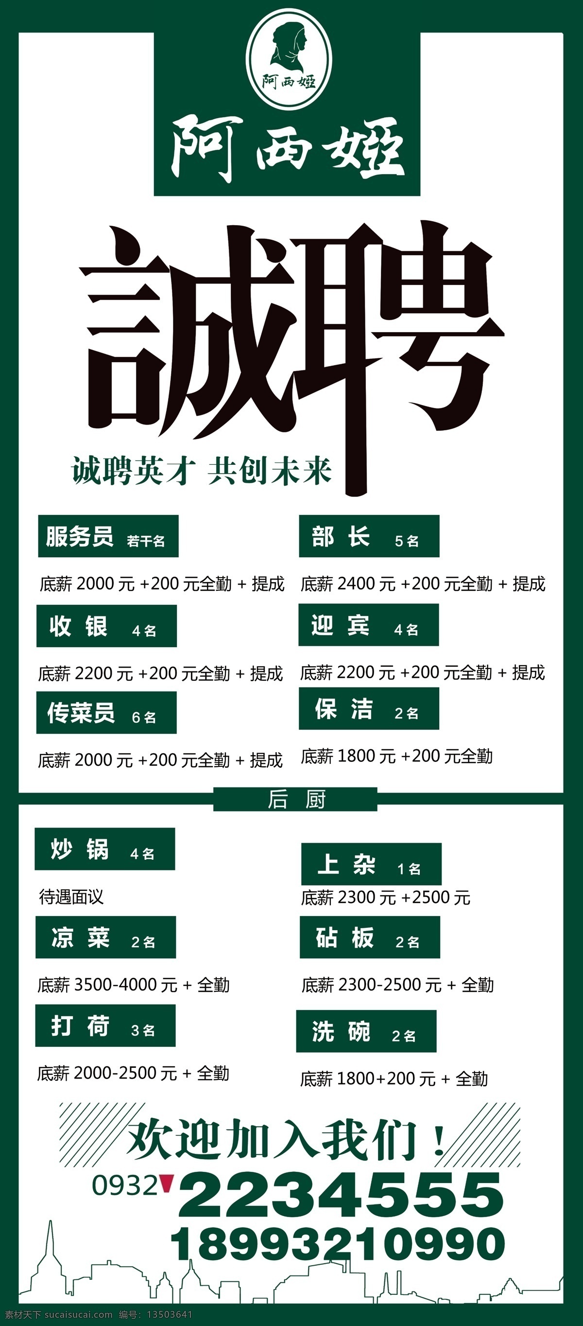 餐厅招聘展架 餐厅 招聘 展架 阿西娅 诚聘
