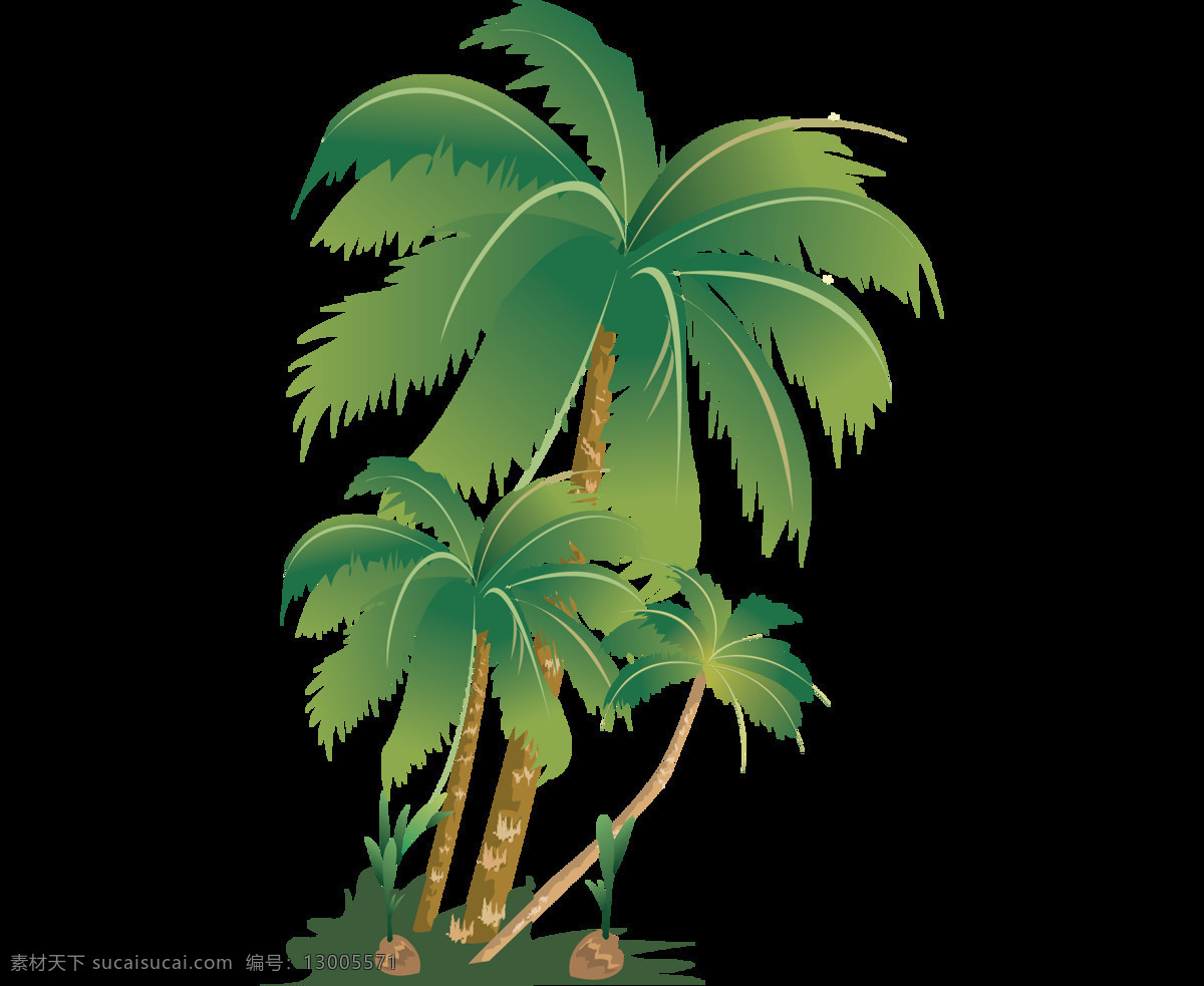 卡通 创意 椰子树 元素 png元素 免抠元素 树木 透明素材