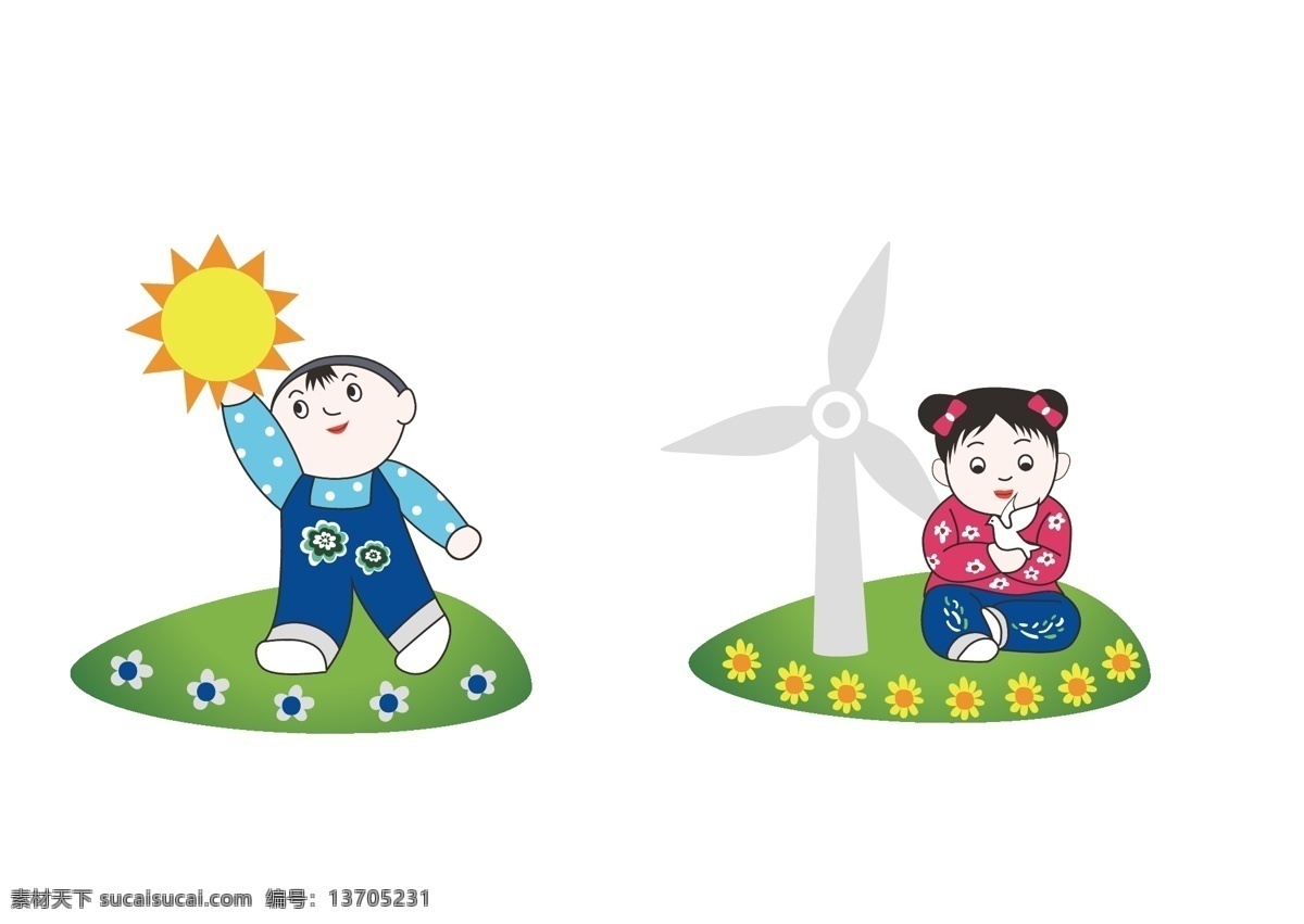 原创 风机 太阳能 泥人 张 小孩 形象 风能 泥人张形象 泥人张 原创设计 其他原创设计