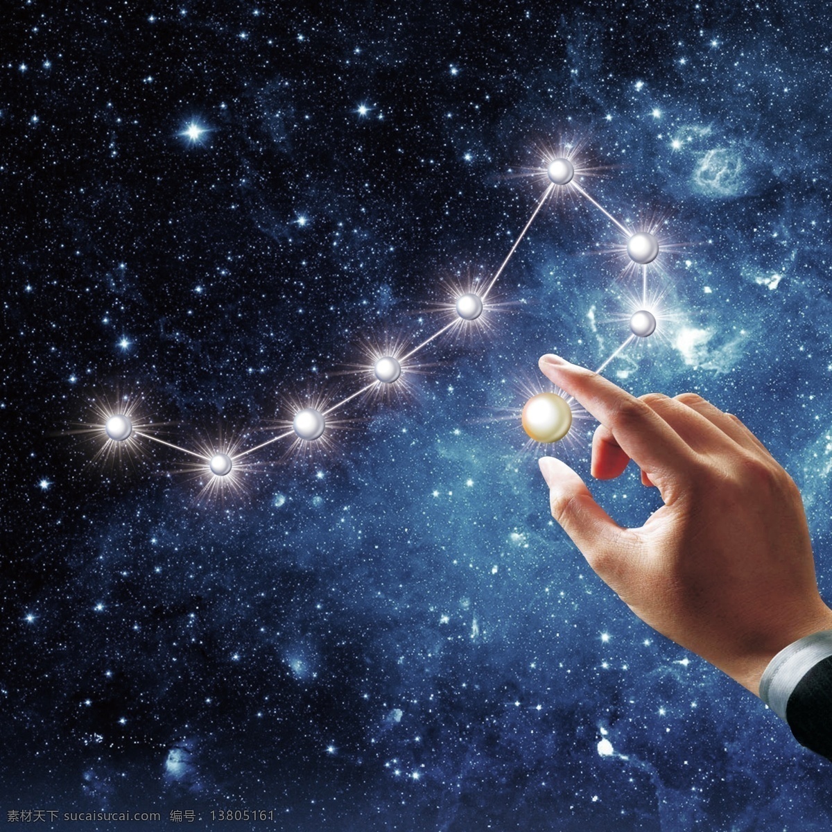 珍珠星空 珍珠 星空 手 璀璨夺目 手拿珍珠 好设素材 分层 背景素材