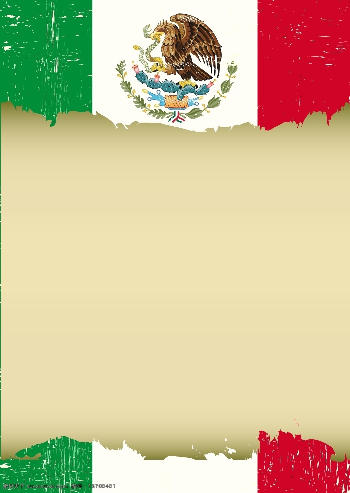 复古 墨西哥 国旗 墨西哥国旗 矢量图案 边框底纹 背景图案 生活百科 矢量素材 黄色