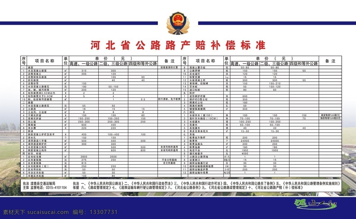河北省 公路路 产 赔 补偿 标准 公路路产 赔补偿标准 分层 公路背景 路政制度 展板模板 白色