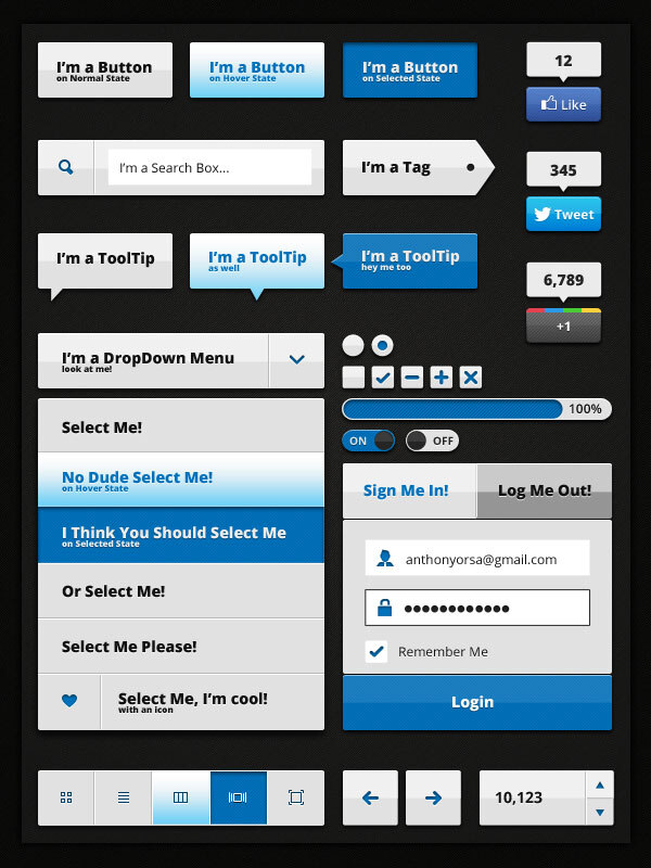 ui 常用 组件 合集 精致 常用组件 蓝色色调 ui设计 app 界面设计