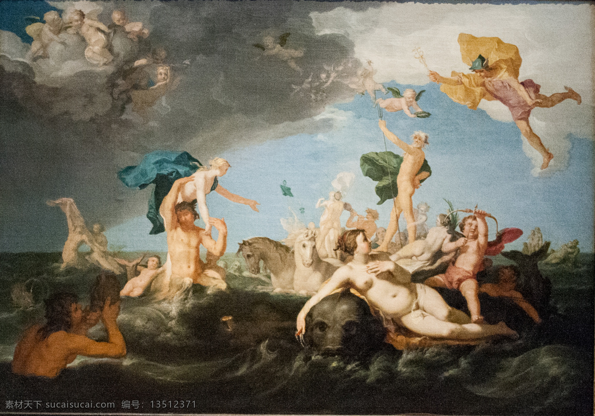 海王星 胜利 欧洲 油画 海王星的胜利 名画 传世 abraham bloemaert 神话 神 裸体 人体 海 水浴 文化艺术 绘画书法