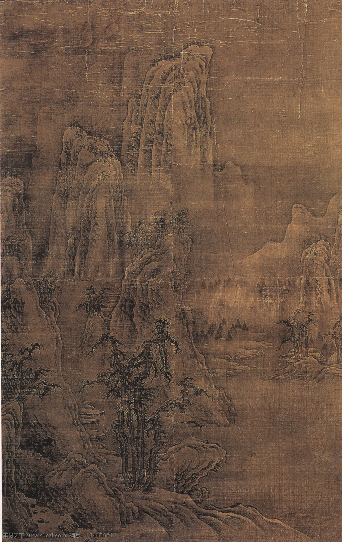 雪山 猎 图 绘画 美术 中国山水画 家居装饰素材 山水风景画