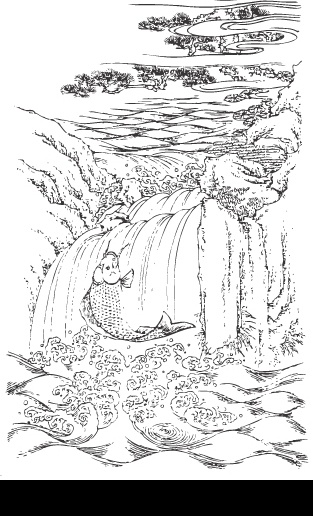 瀑布鲤鱼 矢量国画 矢量瀑布鲤鱼 瀑布 鲤鱼 吉祥素材 其他矢量 矢量素材 矢量图库