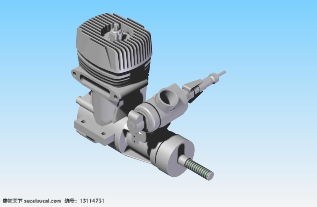 o消声器 超级 老虎 51 辉光 引擎 w 发动机 提格雷 3d模型素材 其他3d模型
